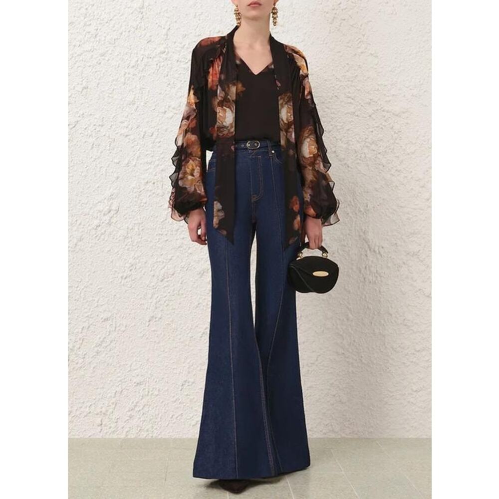 Zimmermann Hypnotic Flutter Blouse in Russet Floral AU 1 US 6
